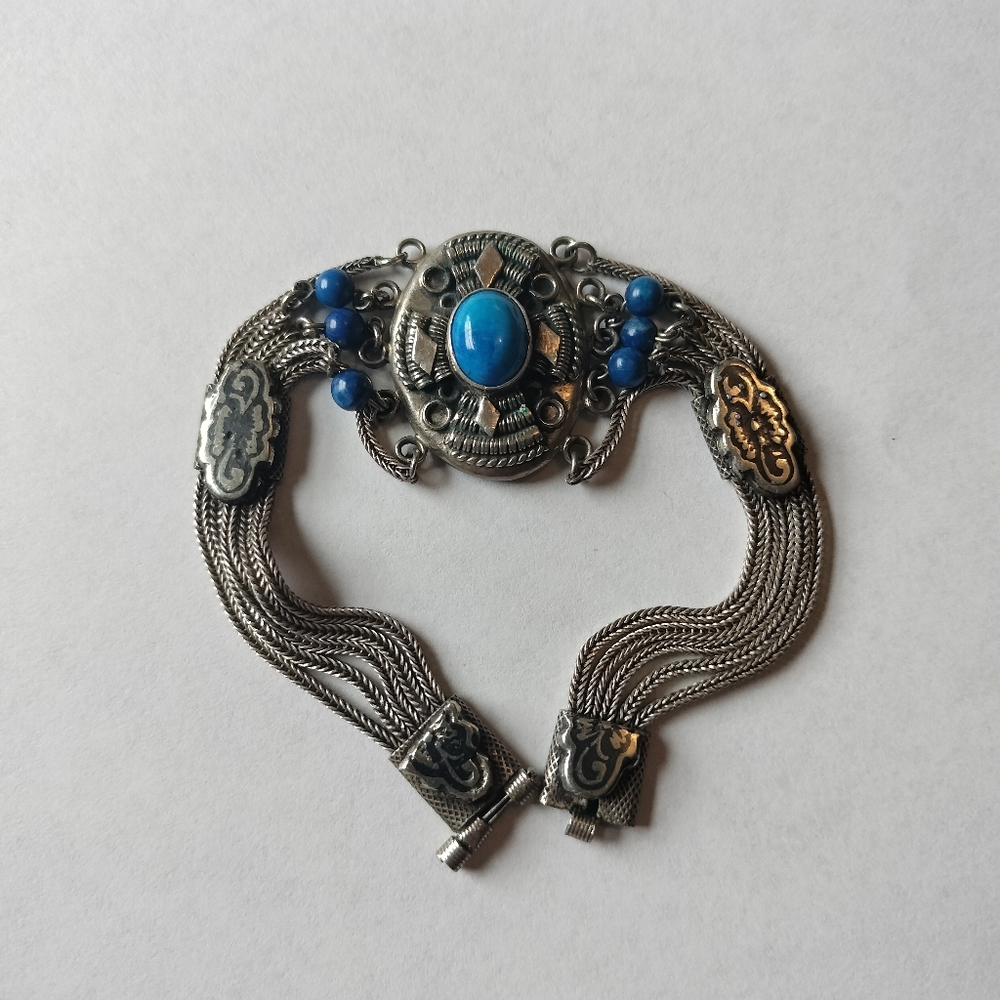 Antique Turquoise And Lapis Bracelet